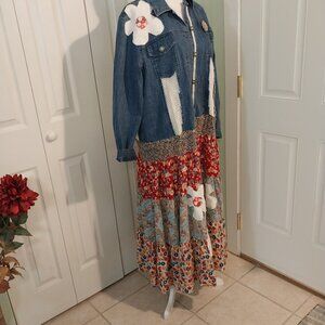 2406 Jeaniemade Size 14 Alfred Dunner Upcycled Stretch Jean Jacket